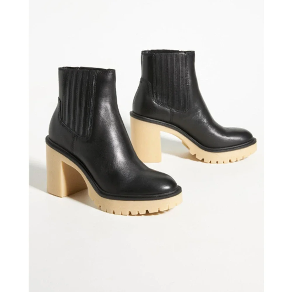 Dolce Vita Caster H2O Booties in Black Leather Anthropologie